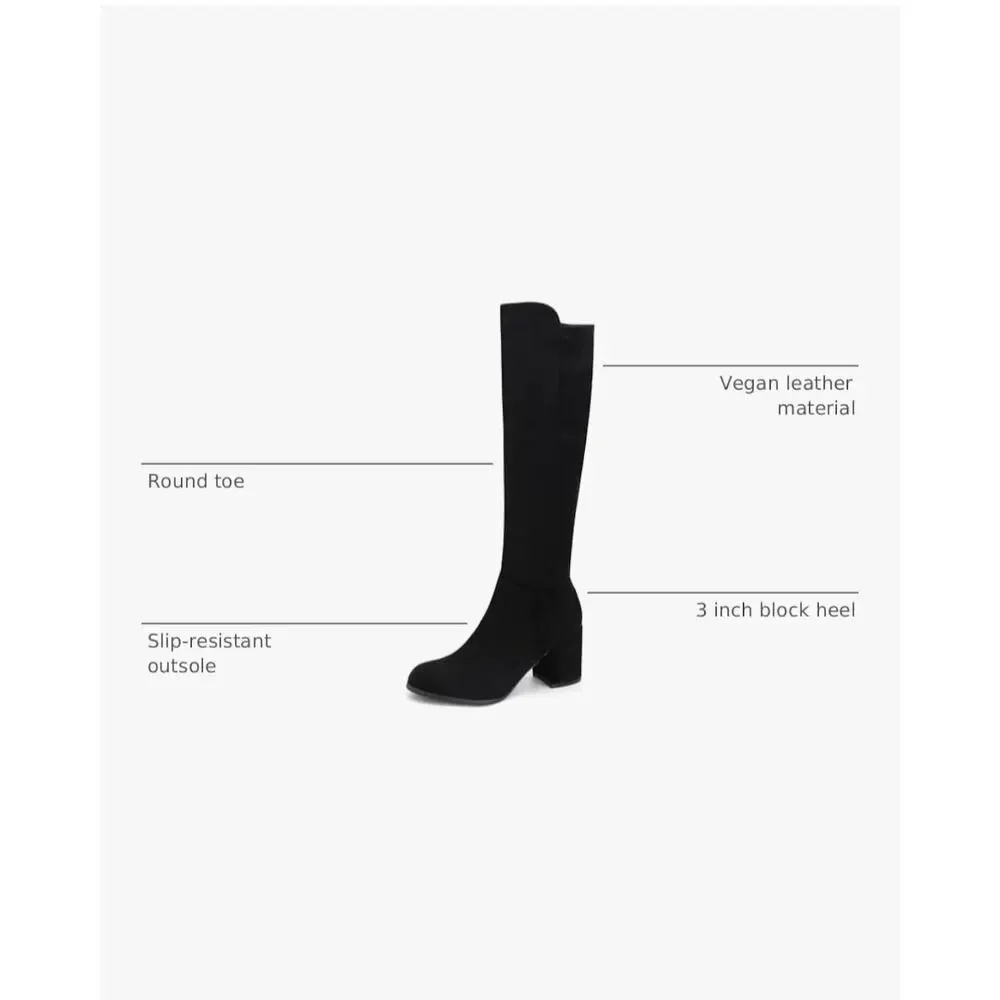 Bz. MSRP $56 NWOB LOTGNIMRY BLACK FAUX SUEDE KNEE HIGH BOOTS ♡SIZE 42♡